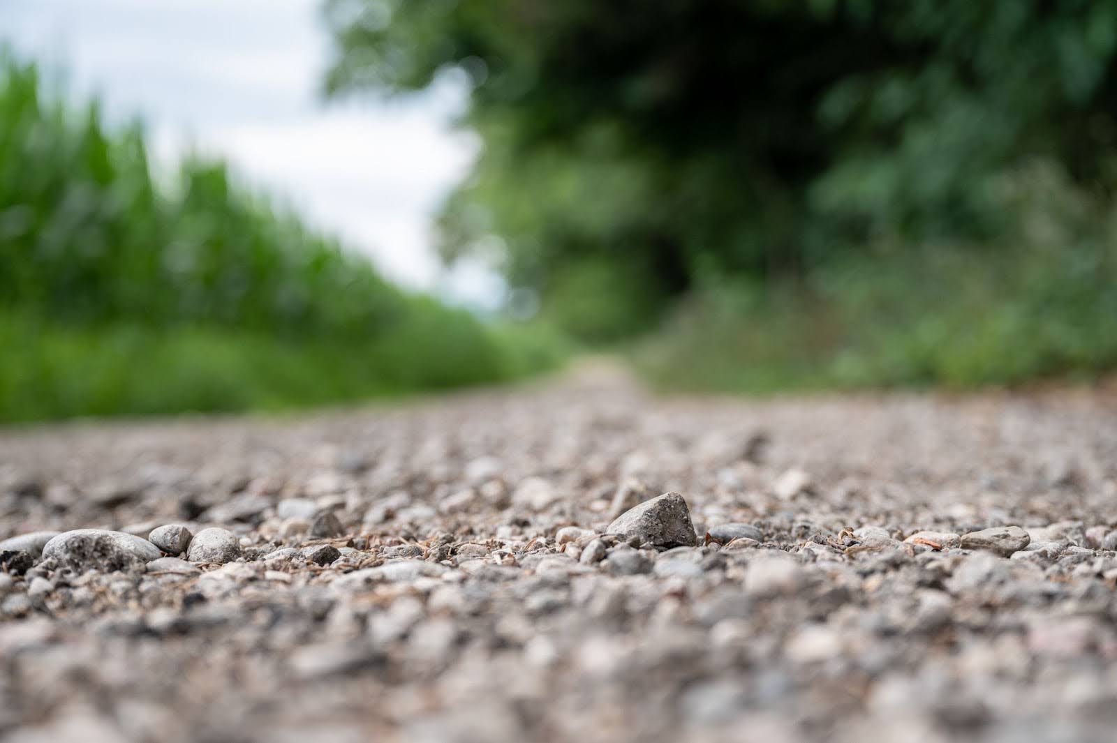 Extreme closeup on loose gravel road base.