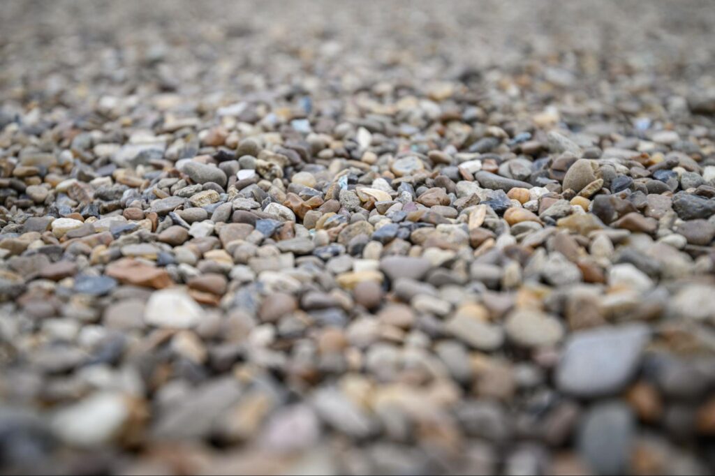 Close-up view of driveway gravel.